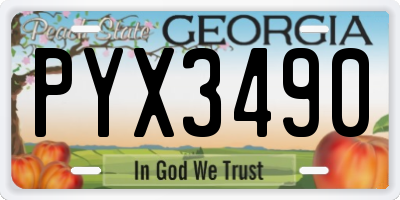 GA license plate PYX3490
