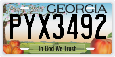 GA license plate PYX3492