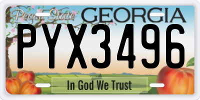 GA license plate PYX3496