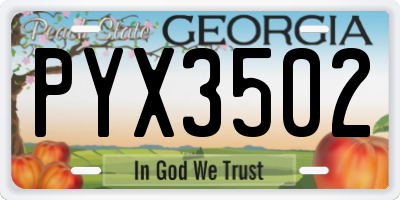 GA license plate PYX3502