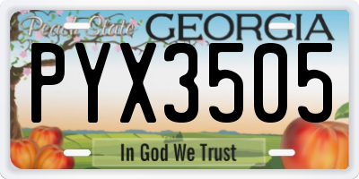 GA license plate PYX3505