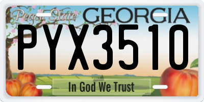 GA license plate PYX3510