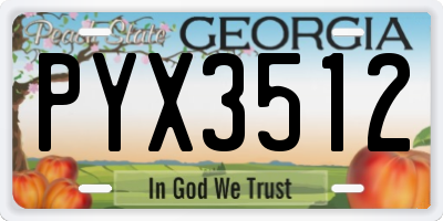 GA license plate PYX3512