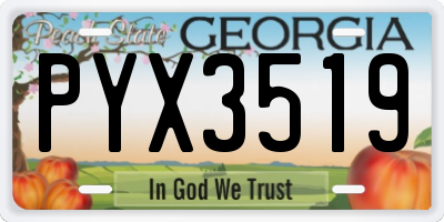 GA license plate PYX3519
