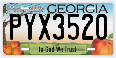 GA license plate PYX3520