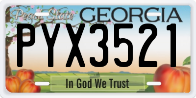 GA license plate PYX3521