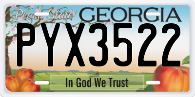 GA license plate PYX3522