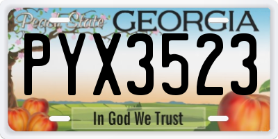 GA license plate PYX3523