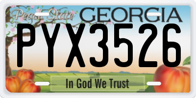 GA license plate PYX3526