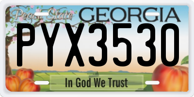 GA license plate PYX3530