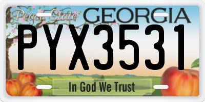 GA license plate PYX3531