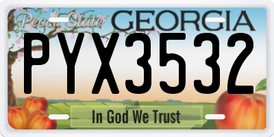 GA license plate PYX3532