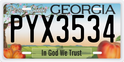 GA license plate PYX3534