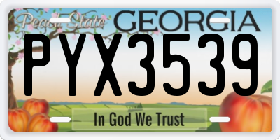 GA license plate PYX3539