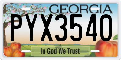 GA license plate PYX3540