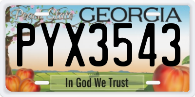 GA license plate PYX3543