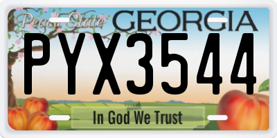 GA license plate PYX3544