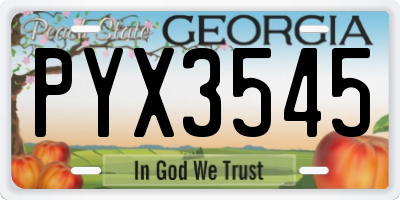 GA license plate PYX3545