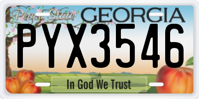 GA license plate PYX3546