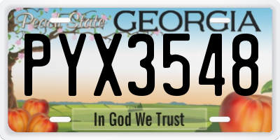 GA license plate PYX3548