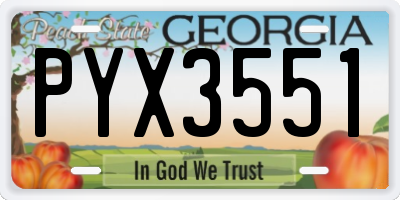 GA license plate PYX3551