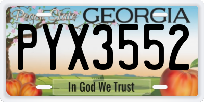 GA license plate PYX3552