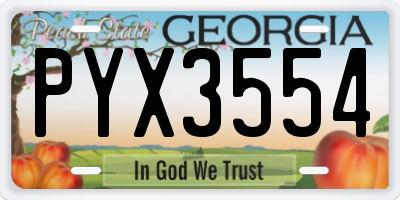 GA license plate PYX3554