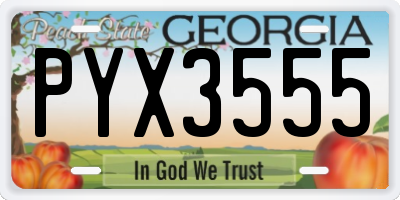 GA license plate PYX3555