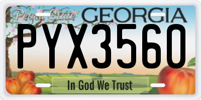 GA license plate PYX3560