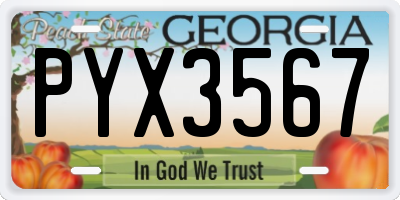 GA license plate PYX3567