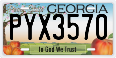 GA license plate PYX3570