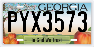 GA license plate PYX3573