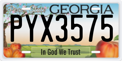 GA license plate PYX3575
