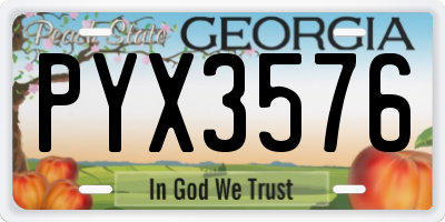 GA license plate PYX3576