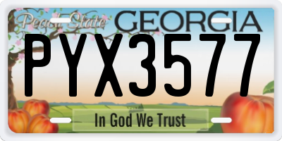 GA license plate PYX3577