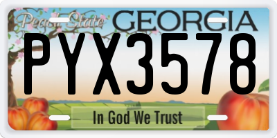 GA license plate PYX3578