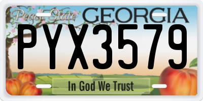 GA license plate PYX3579