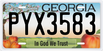 GA license plate PYX3583