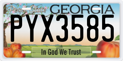 GA license plate PYX3585