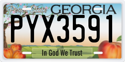 GA license plate PYX3591