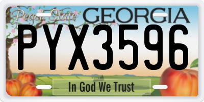 GA license plate PYX3596