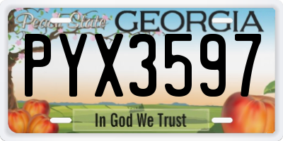 GA license plate PYX3597