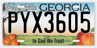 GA license plate PYX3605