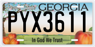 GA license plate PYX3611