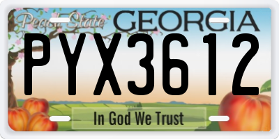 GA license plate PYX3612