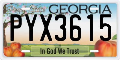 GA license plate PYX3615
