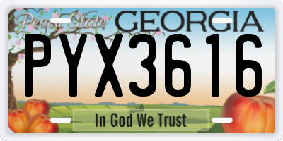 GA license plate PYX3616