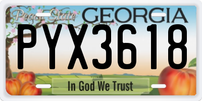 GA license plate PYX3618