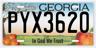 GA license plate PYX3620