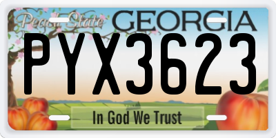 GA license plate PYX3623